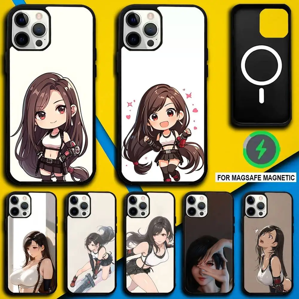 

Final T-Tifa Fantasy Game Phone Case For iPhone 16,15,14,13,12,11,Pro,Max,Plus,Mini,SE4,E Magnetic Magsafe Wireless Charging