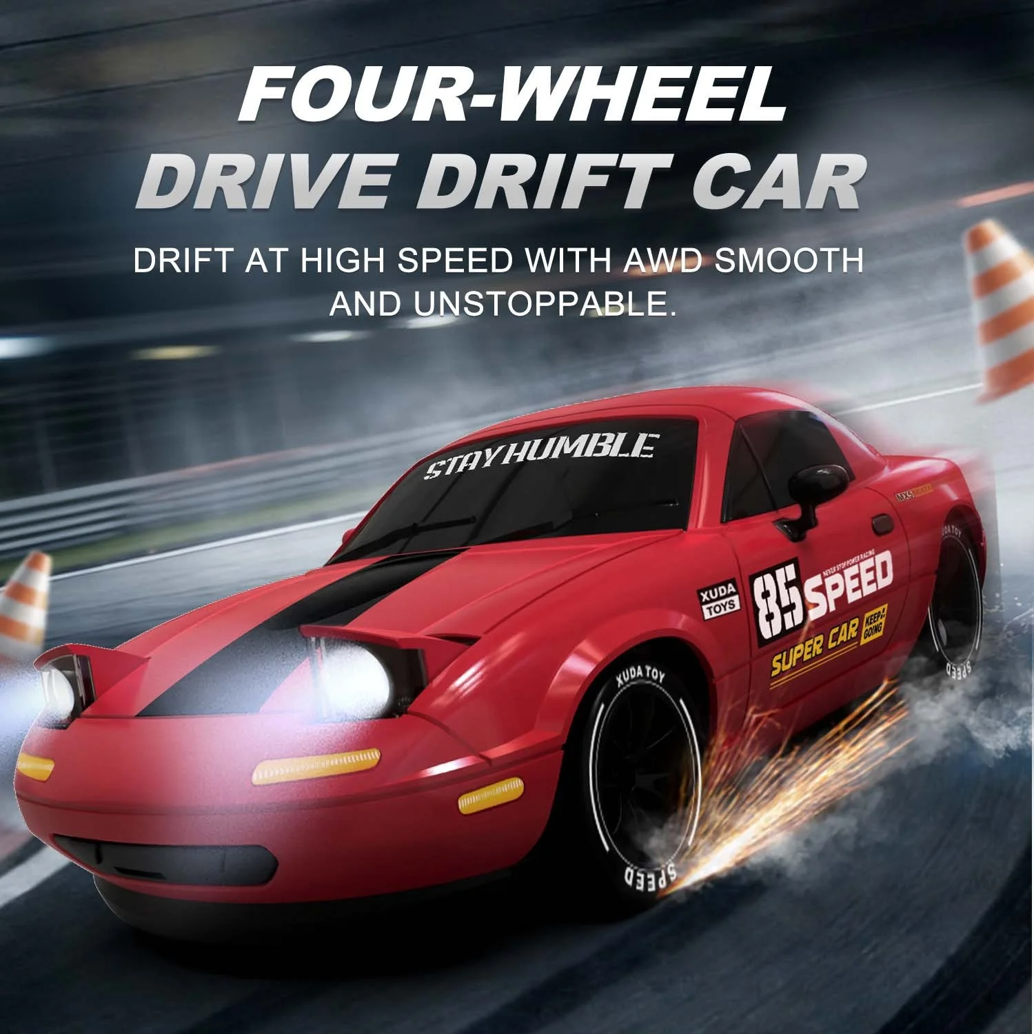 Four wheel drive high-speed remote control car with one click flip light MX5 boy car model remote control racing car gift