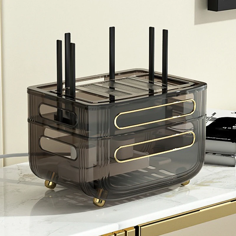 

Living Room Router Storage Box, Multi-Tier Wireless WiFi Box, Desktop Modem Cable Organizer Box, TV Set-Top Box Storage Shelf