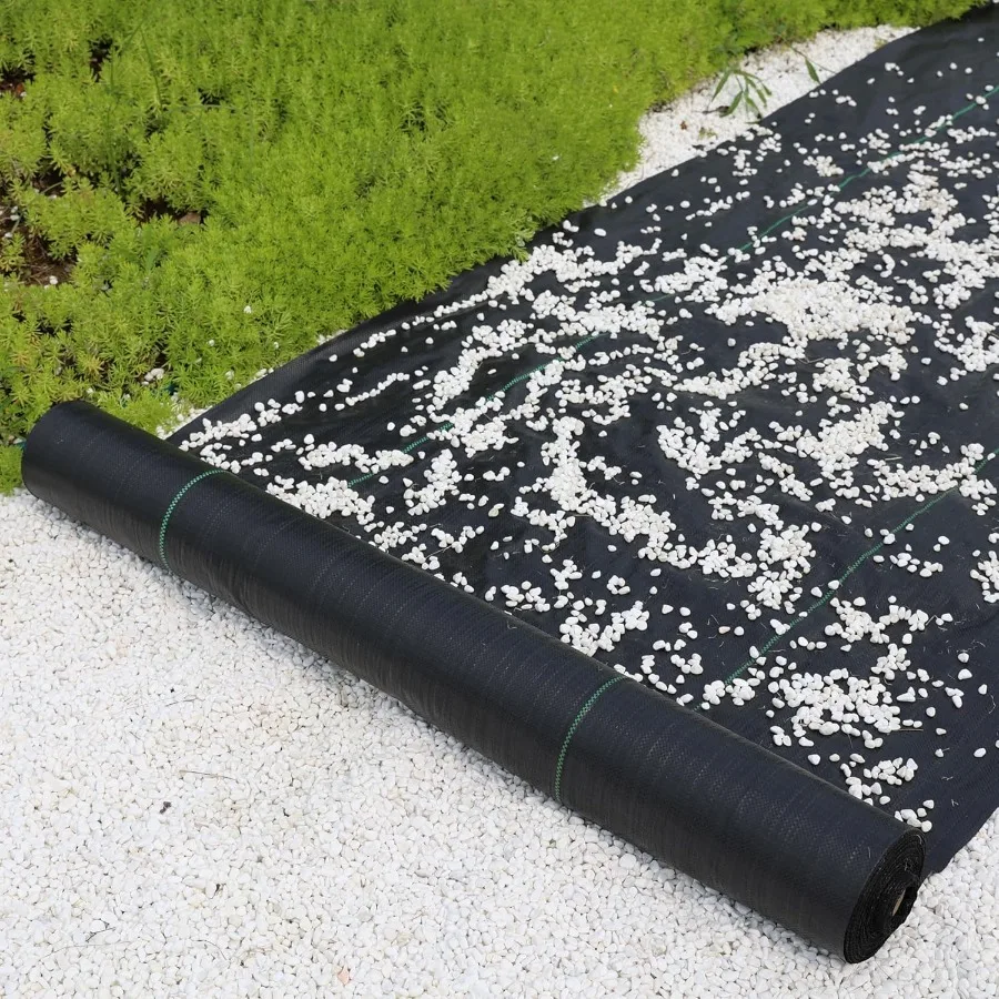 

2.4oz12FTx200FT Weed Barrier Landscape Fabric Durable Weed Block Gardening Ground Cover Mat Woven Geotextile Fabric for Underla
