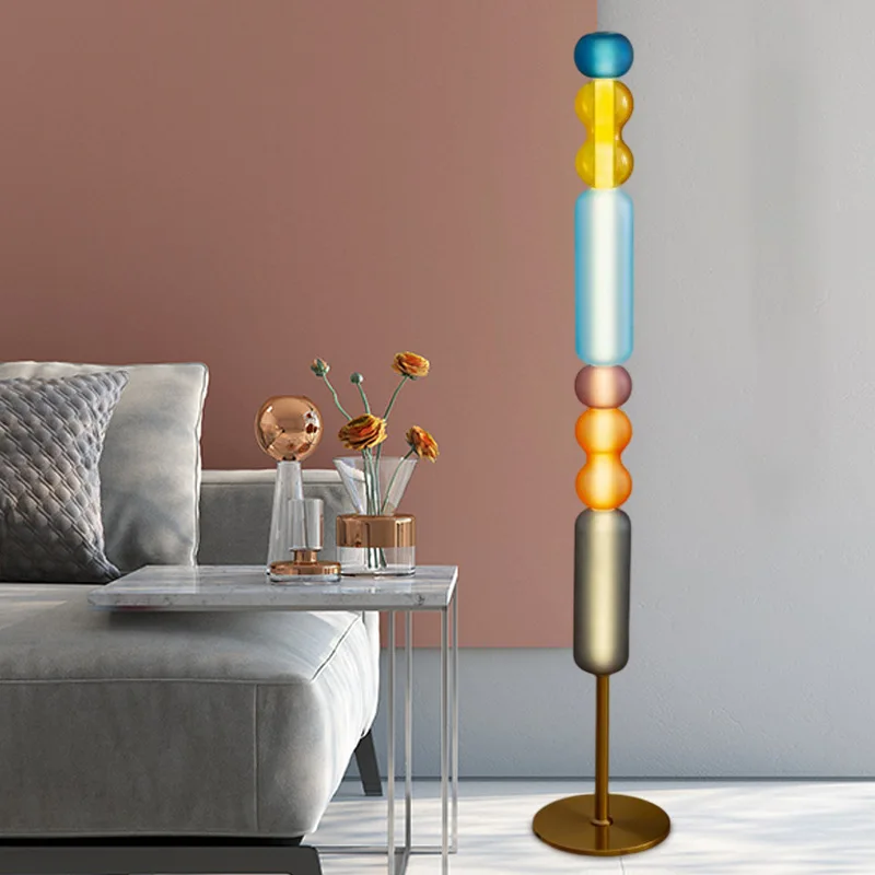 Candy frosted glass floor lamp, modern design, for living room, bedroom, bedside, sofa side, apartment, hotel, LED lamp