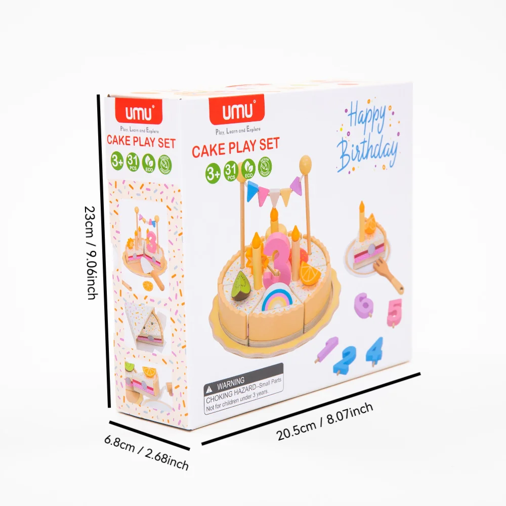 Juguetes de pastel de cumpleaños de simulación para niños, juego de simulación para niños, rodajas de pastel de fiesta de cumpleaños, juguetes educativos divertidos para cocina de bebé