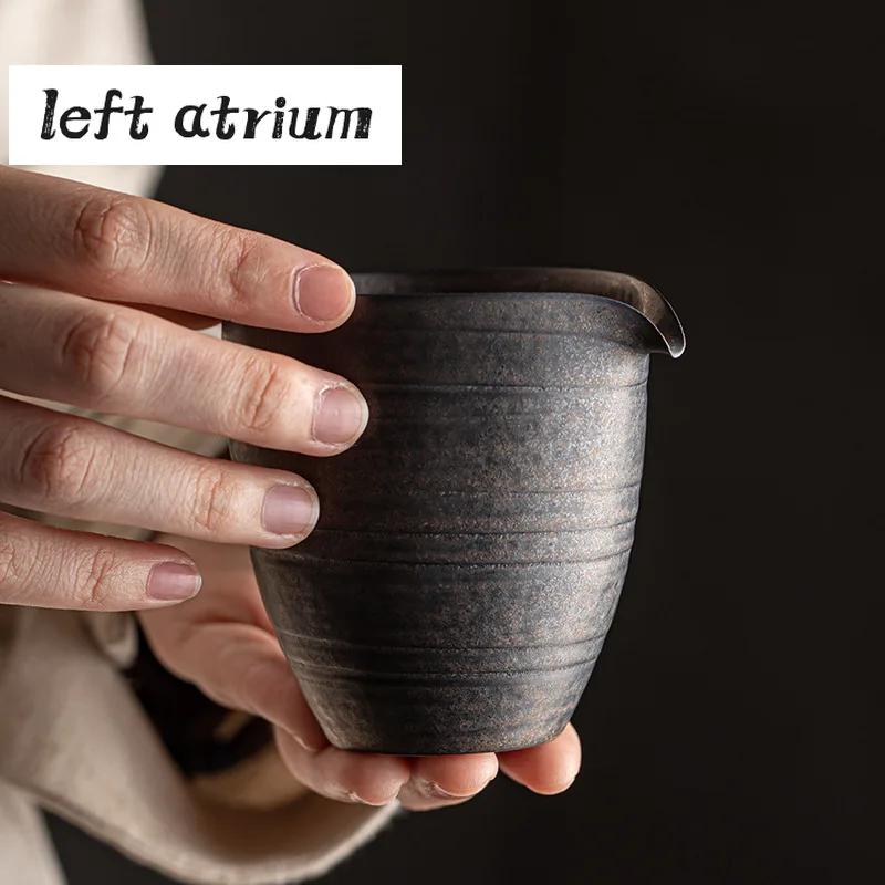 

180ml Chinese Gilded Rough Pottery Tea Pitcher Handmade Ceramic Justice Cup Coffee Dispenser Mug Chahai Tea Ceremony Accessories