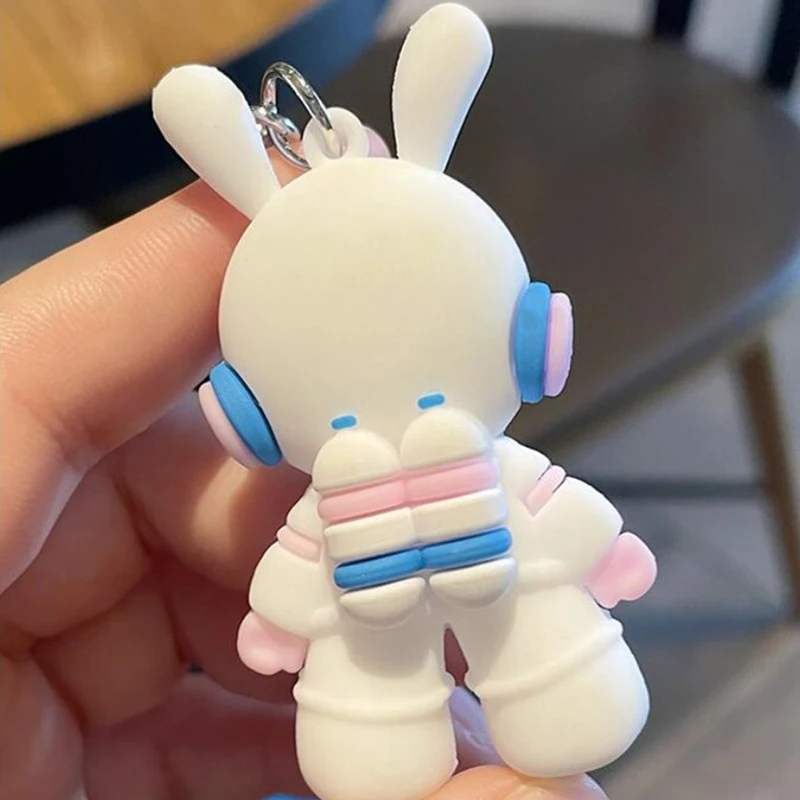 Astronauta Chaveiro com Espaço Coelho Pingente, PVC Key Ring, Mochila Acessórios, Presentes Da Jóia Dos Desenhos Animados