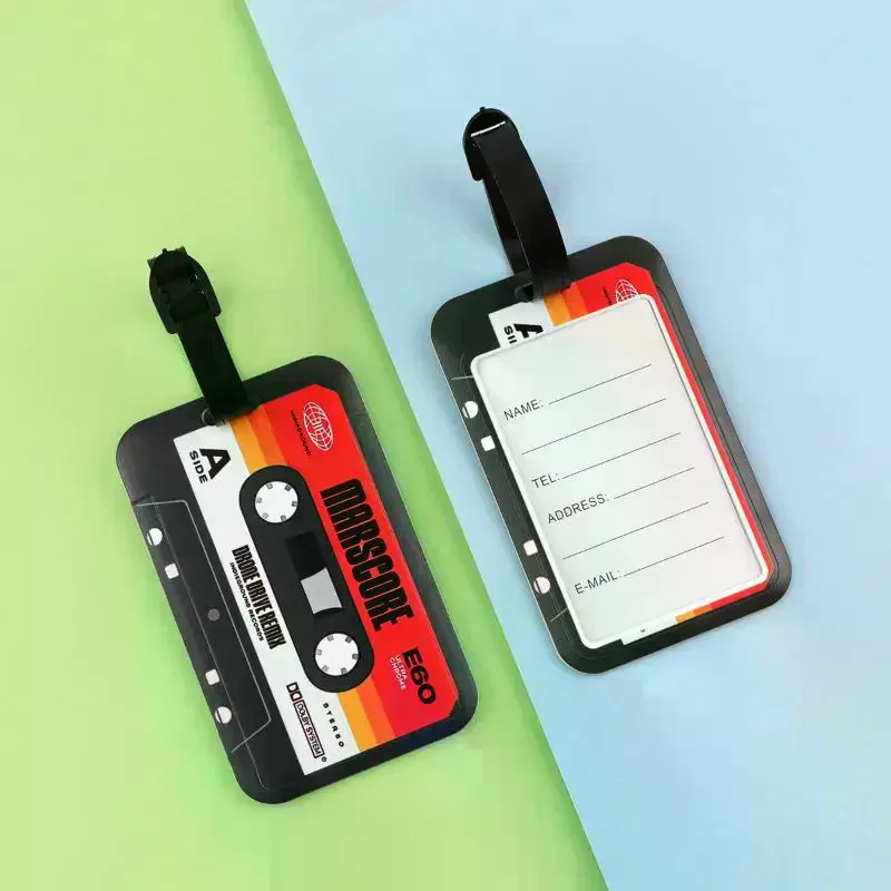 

Vintage Tape Design Plastic Luggage Tag Anti Lost Suitcase ID Holder For Easy Travel Identification