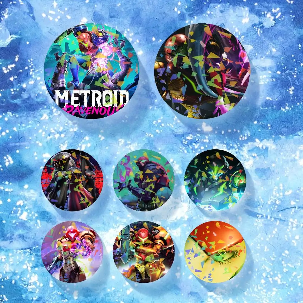 Game M-MetroiD R-RavenouS-S Fashion Round Badge for Backpack Accessories Laser Lapel Pins Jewelry Gifts