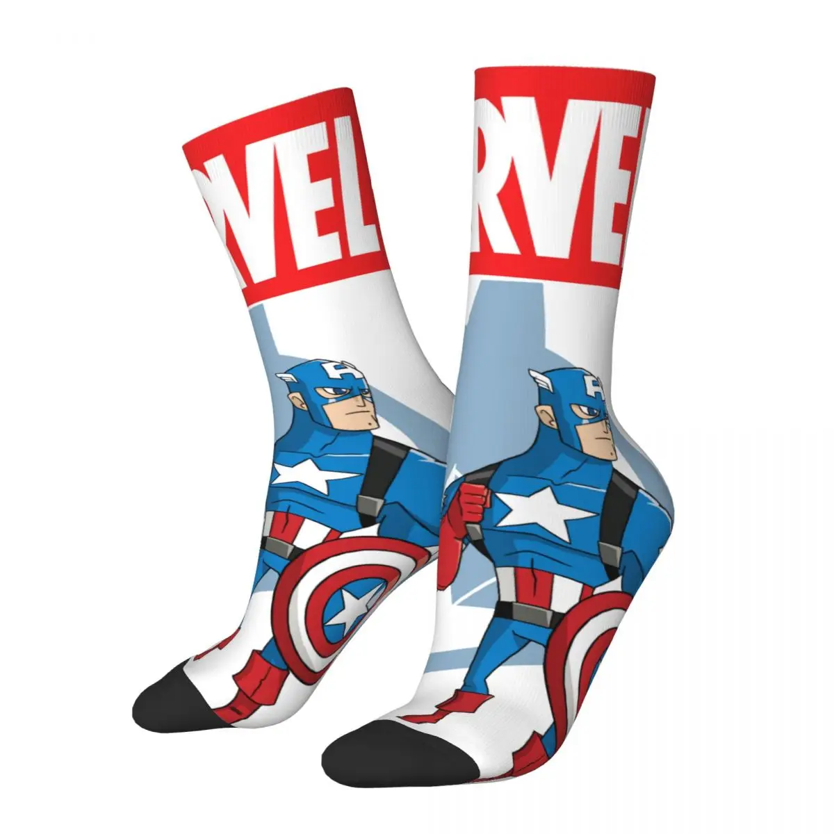 

Hip Hop Retro Hot Selling Marvel Crazy Men's compression Socks Unisex Captain America Street Style Seamless Printed Funny