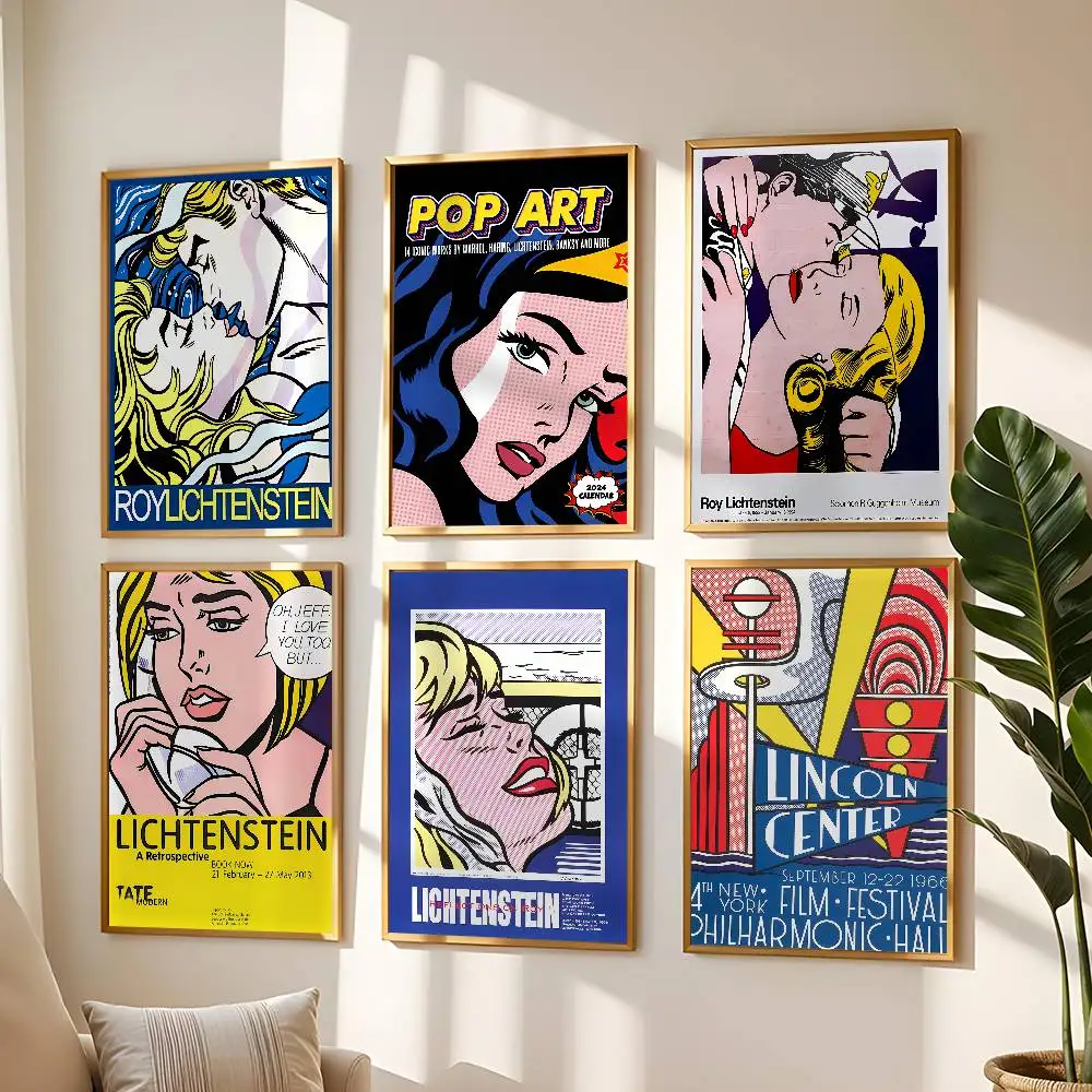 Abstract Pop Roy Lichtenstein Poster High Quality Print Waterproof Wall Art Sticker For Bar Living Room Decor Gift