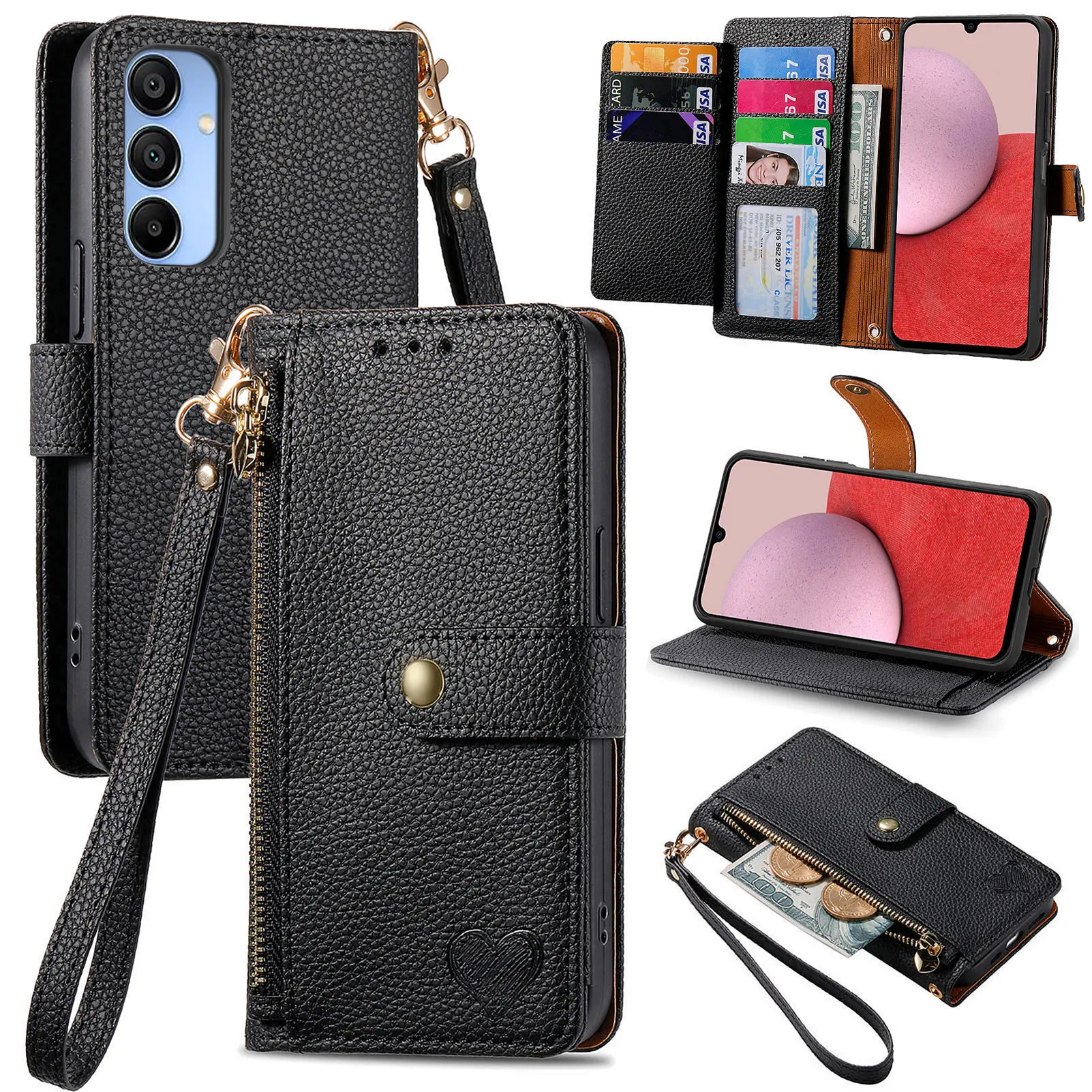 

Flip PU leather RFID anti-theft brush wallet For Samsung Galaxy A16 5G Fall prevention Many Card Slot With Lanyard Phone Case