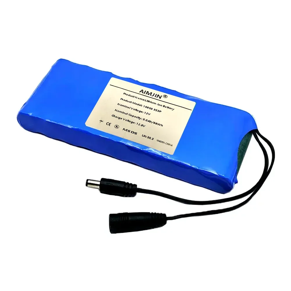3S3P 12V 8000mAh Battery Pack 18650 Lithium For Camera Video Emergency Light Radio Portable backup power supply,12.6V 2A Charger