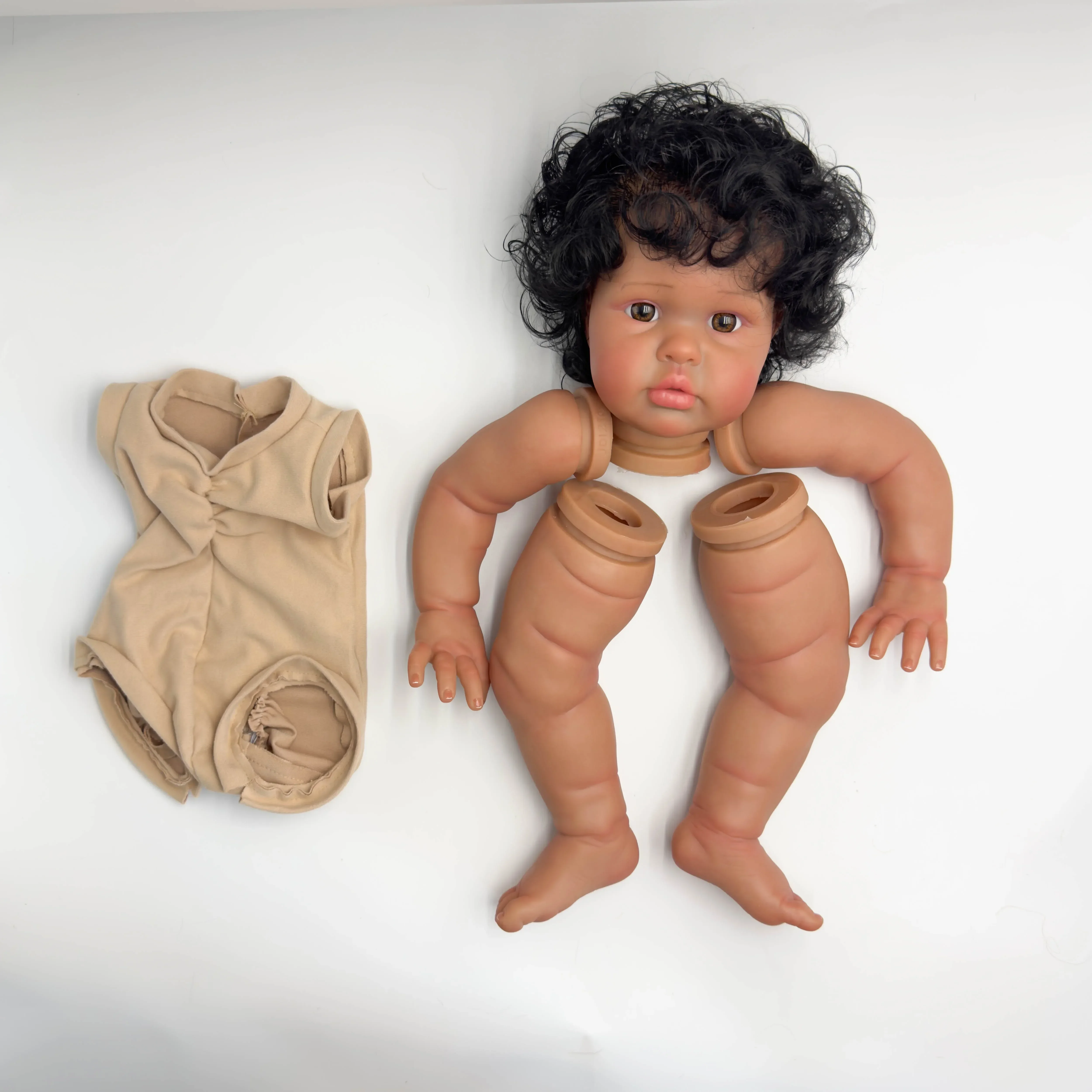 SINO-BB 24inch Ellie Lifelike Reborn Doll kit painted Doll kit Doll parts with Curly Black hair