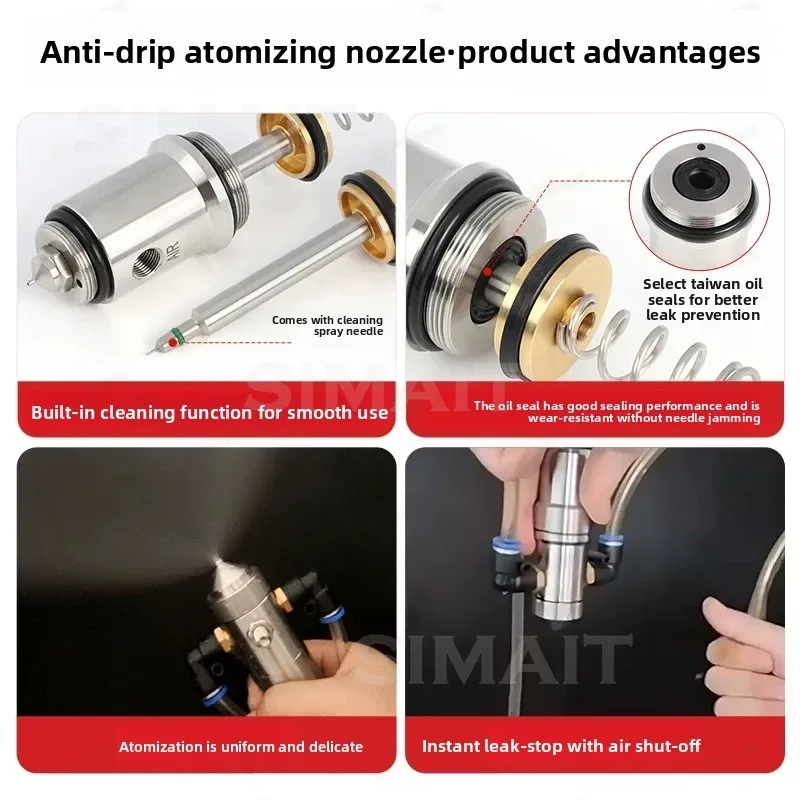 Anti-Drip Air Atomizing Nozzle Stainless Steel | Humidifying Spray Nozzle for Corrugated Cardboard & Dust Suppression