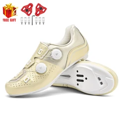 Speed Cycling Sneaker Men's Road Cycling Shoes Cleat Shoes Spd Shoes Cycling Flat Pedal Shoes Man Bike Outdoor Footwear White