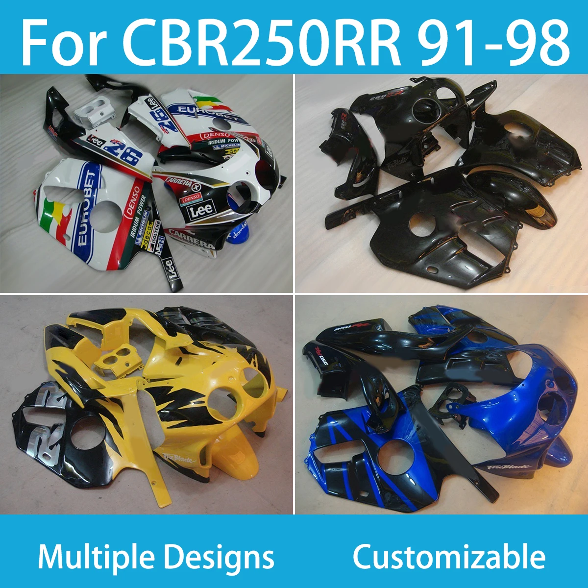 ZXMT Free Customize Fairing Kit For Honda CBR250RR 1991-1998 Matte Blue Fairings CBR 250RR