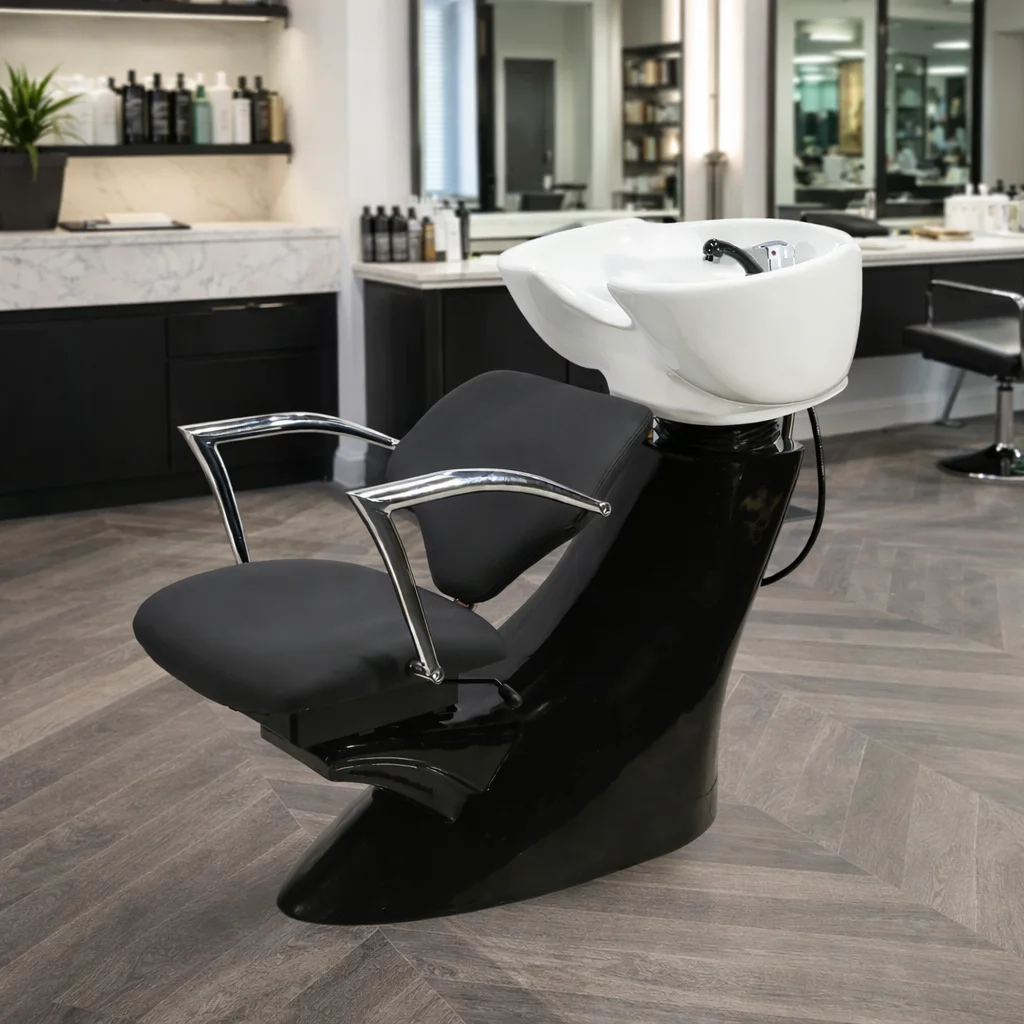 Shampoo Chair Professional Salon Hair Washing Chair with Fixed Ceramic Shampoo Bowl