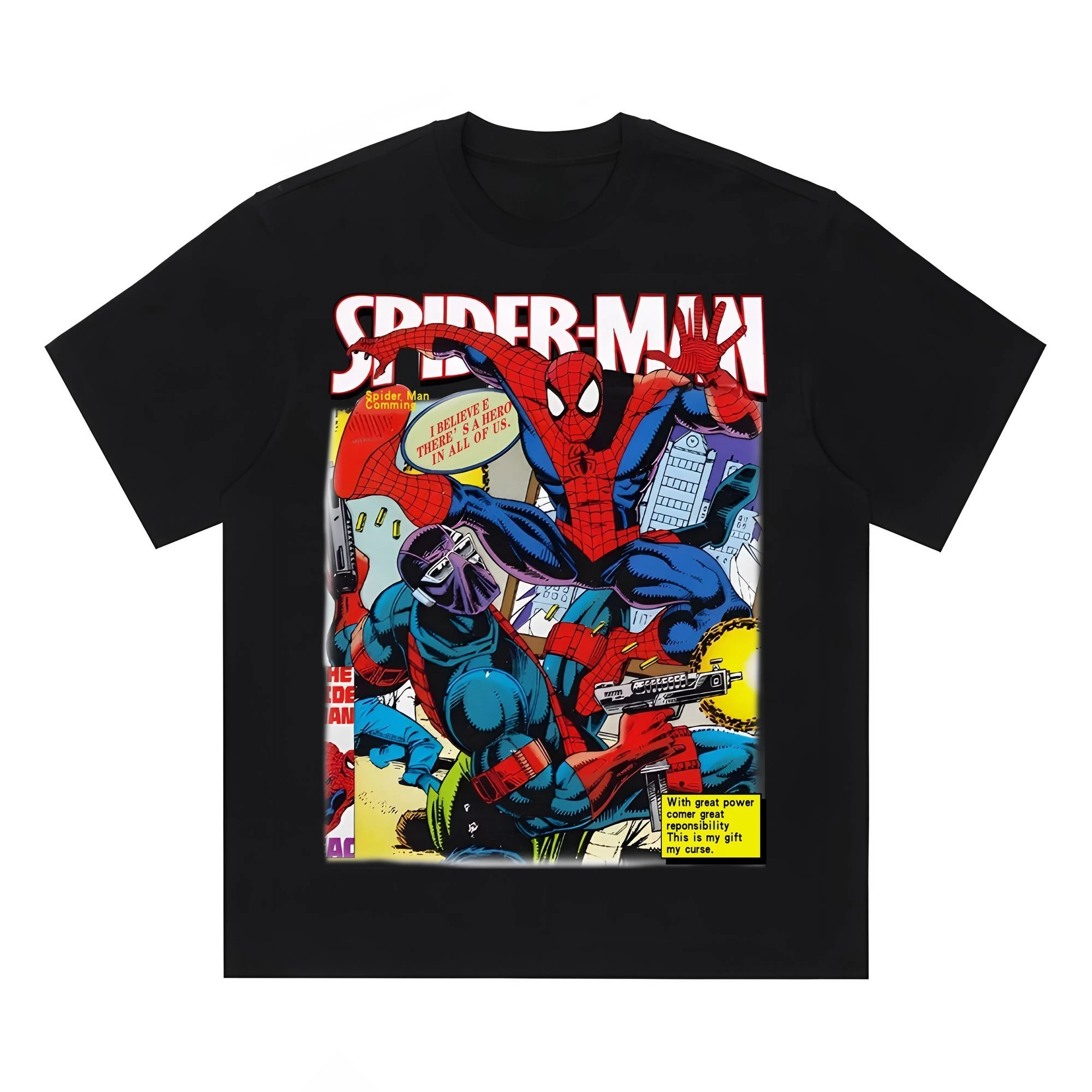 

Marvel Genuine Authorized High-quality American Retro Street Animation Spider-Man Tide Brand Large Size Short-sleeved T-shirt