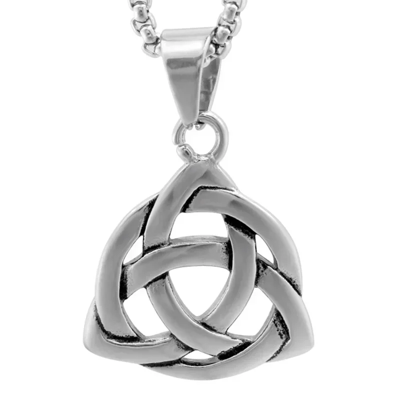 

Vintage Irish Celtic Triquetra Trinity Knot Pendant Stainless Steel Men's Necklace Jewelry Dropshipping Chains