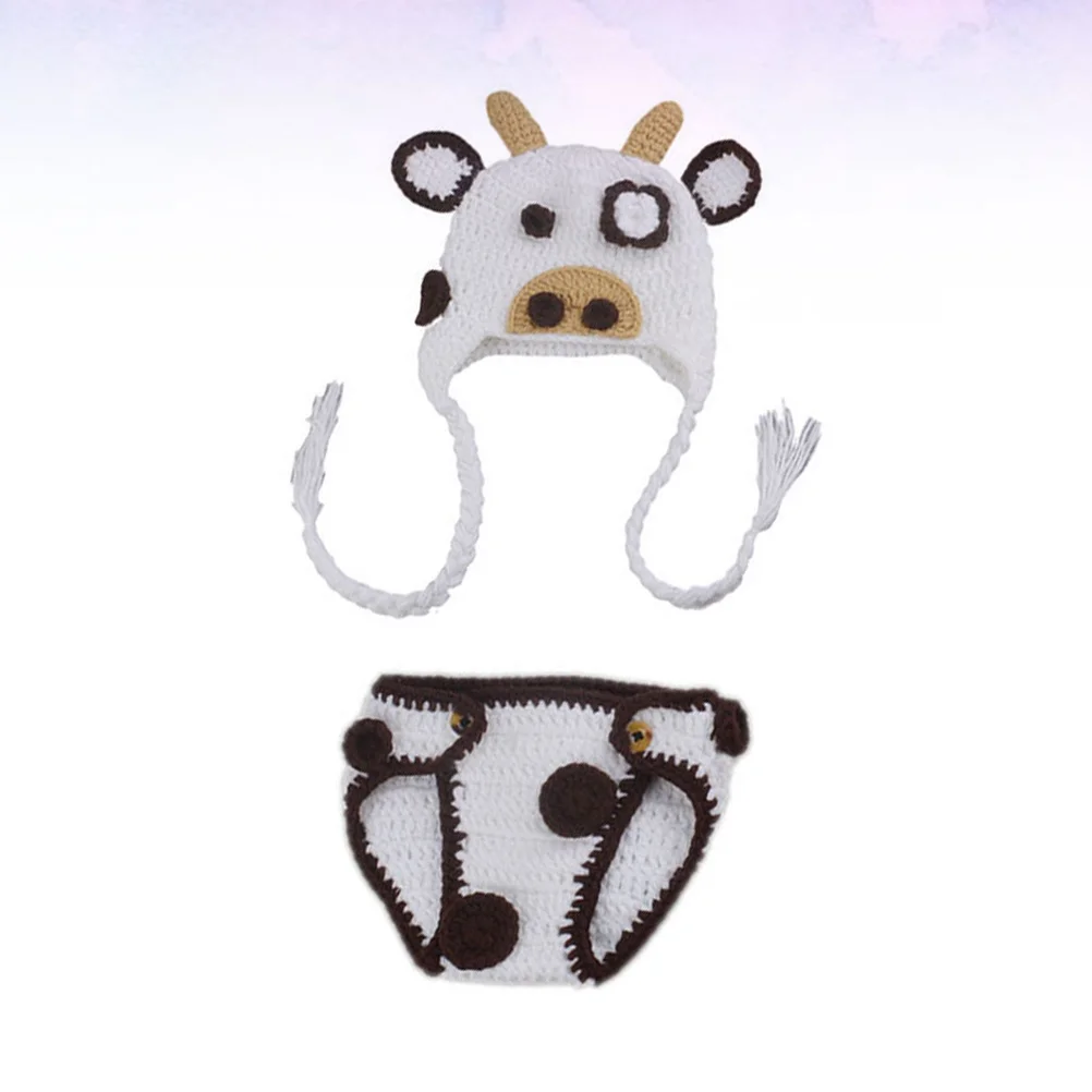 

2Pcs Design Outfits Newborn Photo Props Soft Breathable Infant Clothes White Coffee Khaki Baby Photo Props