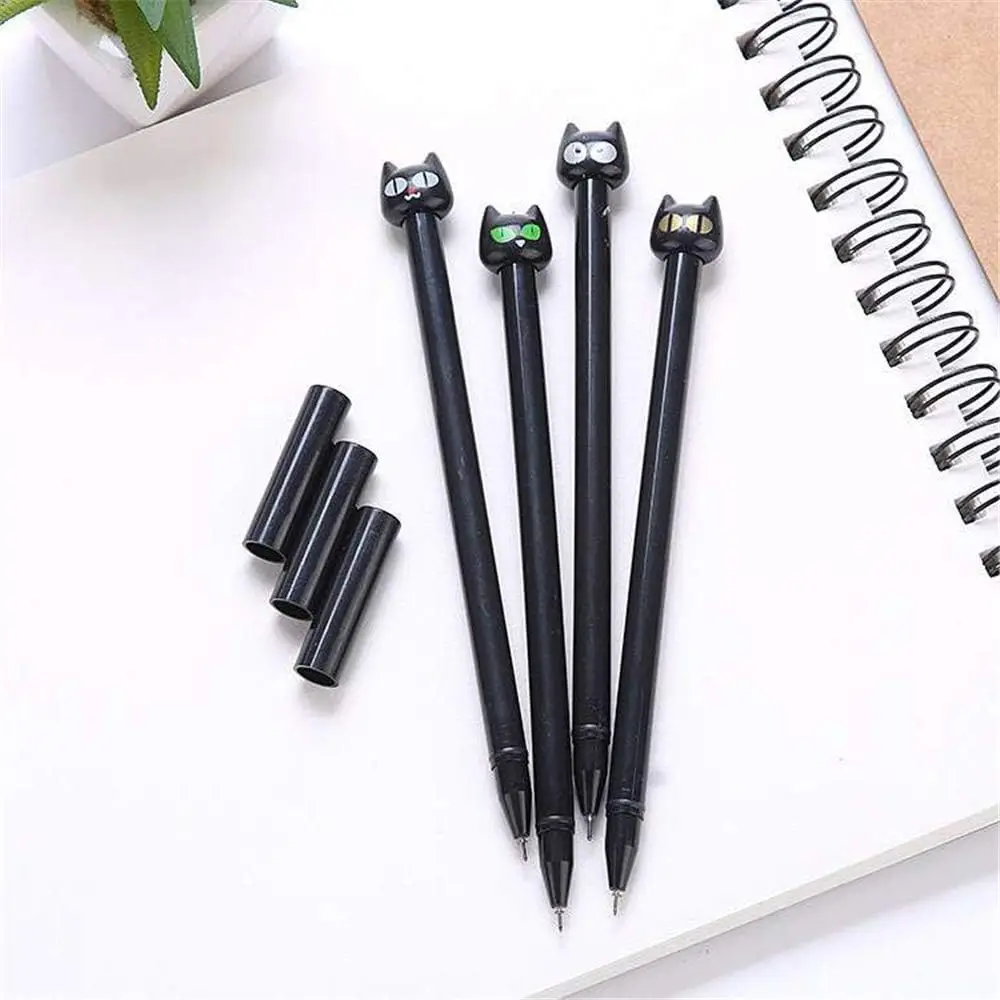 24pcs Wholesale Mysterious black cat shaped gel pen school office supplies writing stationery Back to school