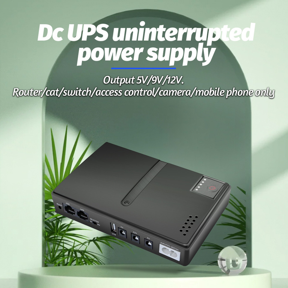  Emergency UPS 5V-24V Adjustable DC Output 2A Charger 10400mAh Backup Battery for Router CCTV EU Plug AC85-265V Input 