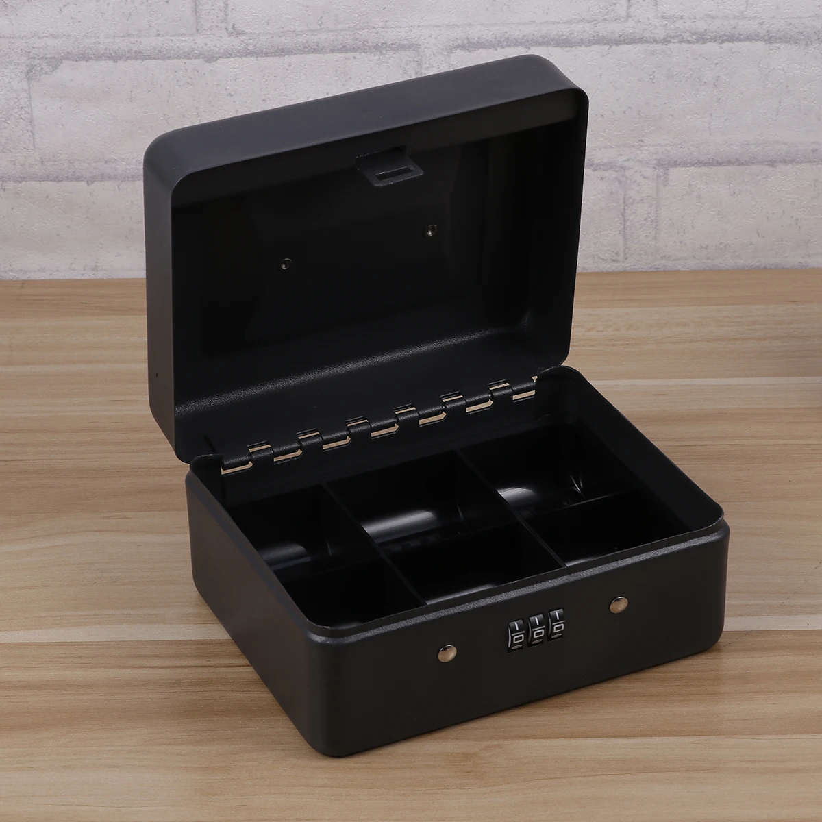 Thickened Metal Money Box Cash Holder Water Proof Organizer with Combination Lock Black Storage Container Locking Boxes