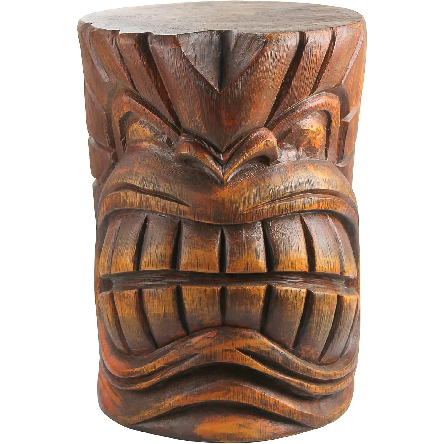 

Design Toscano DB383038 Grand Tiki Face Kanaloa Teeth Indoor/Outdoor Side Table Statue Patio Bar or Den 20 Inches Tall Woodtone