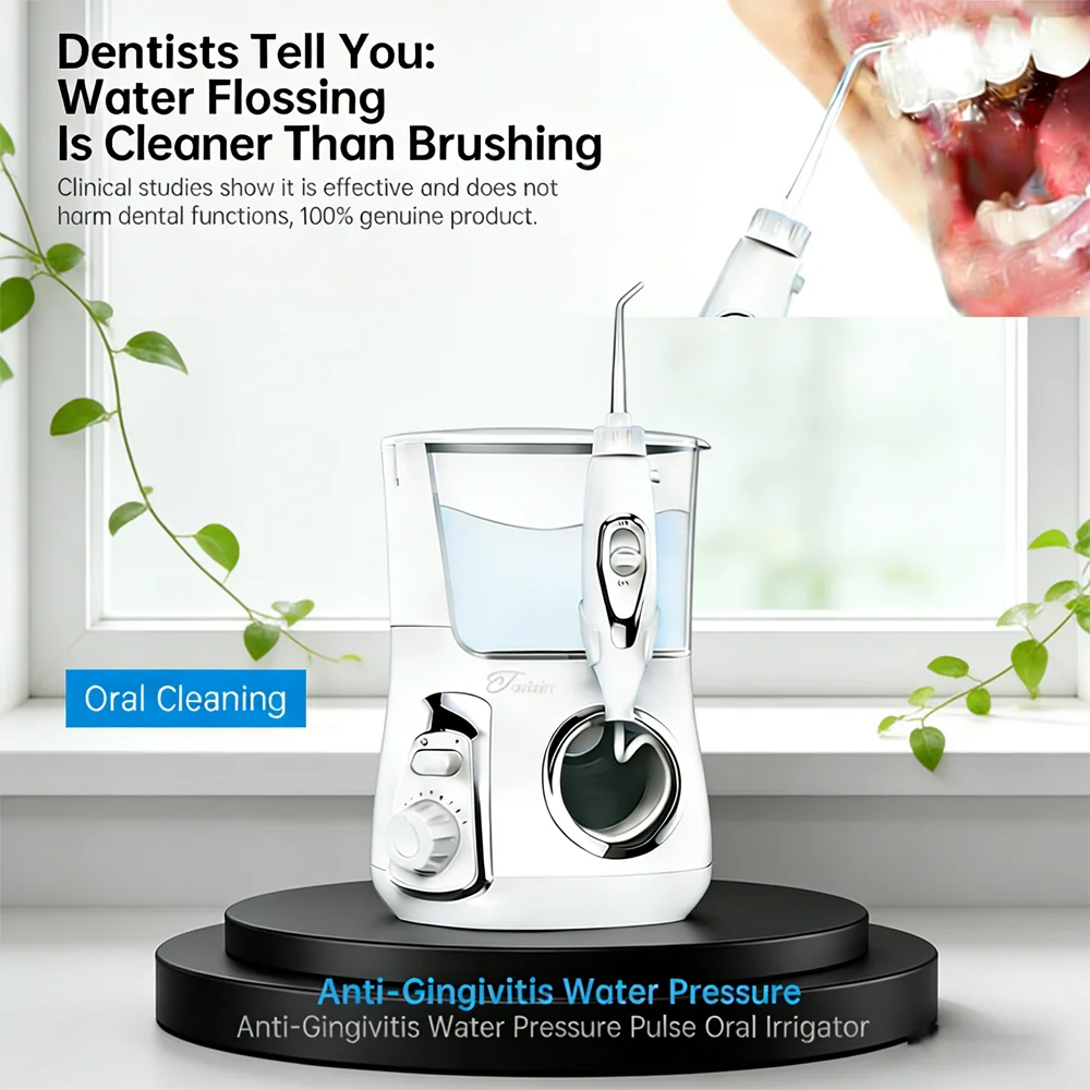 

Электрический ирригатор для полости рта 800 мл, 10 режимов, 5 насадок, настольный, для домашнего использования