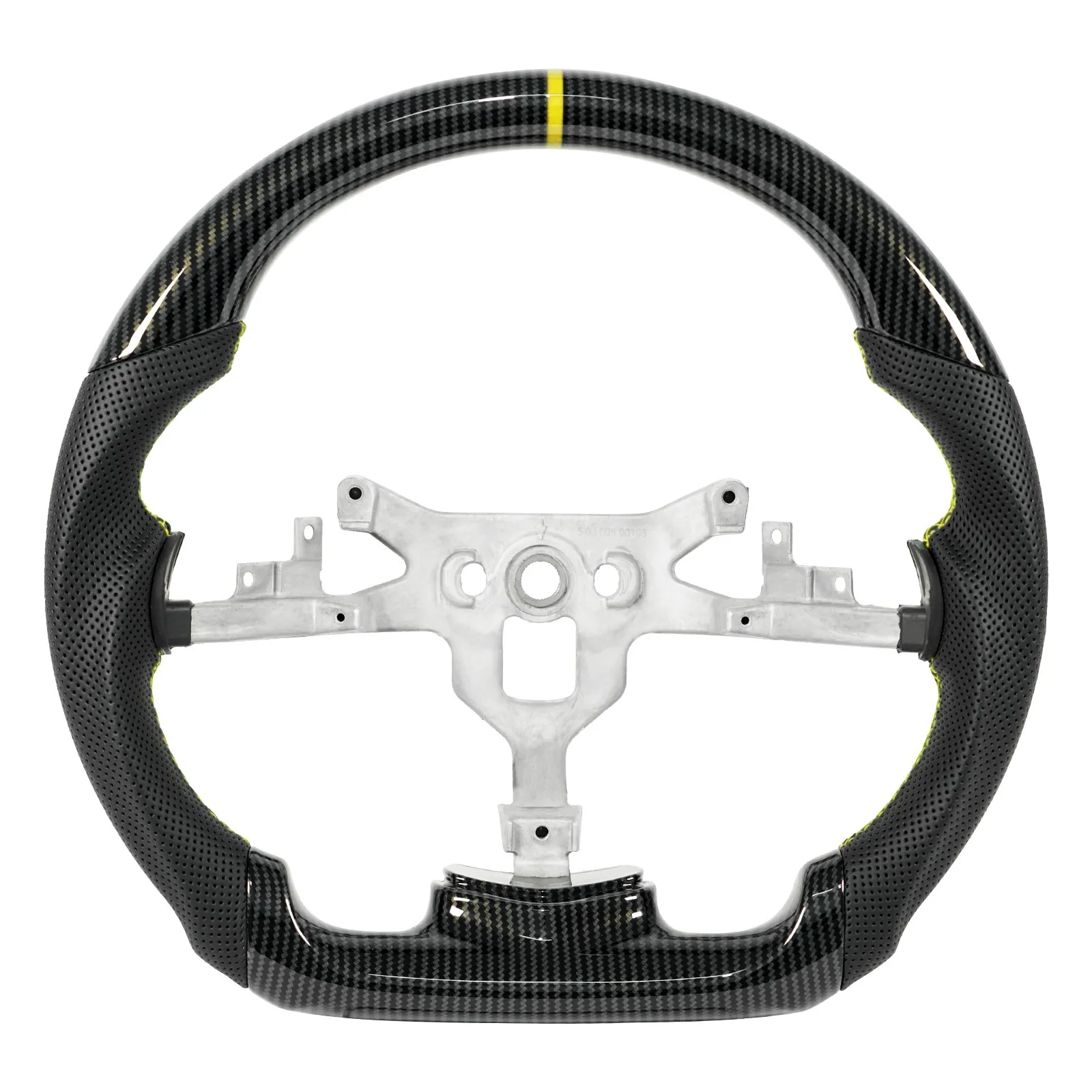 Hydro-Dip Carbon Fiber Steering Wheel Fit For Chevrolet Corvette C6 Z06 ZR1 2006-2011 With Yellow Top Stripe Flat bottom Car Accessories