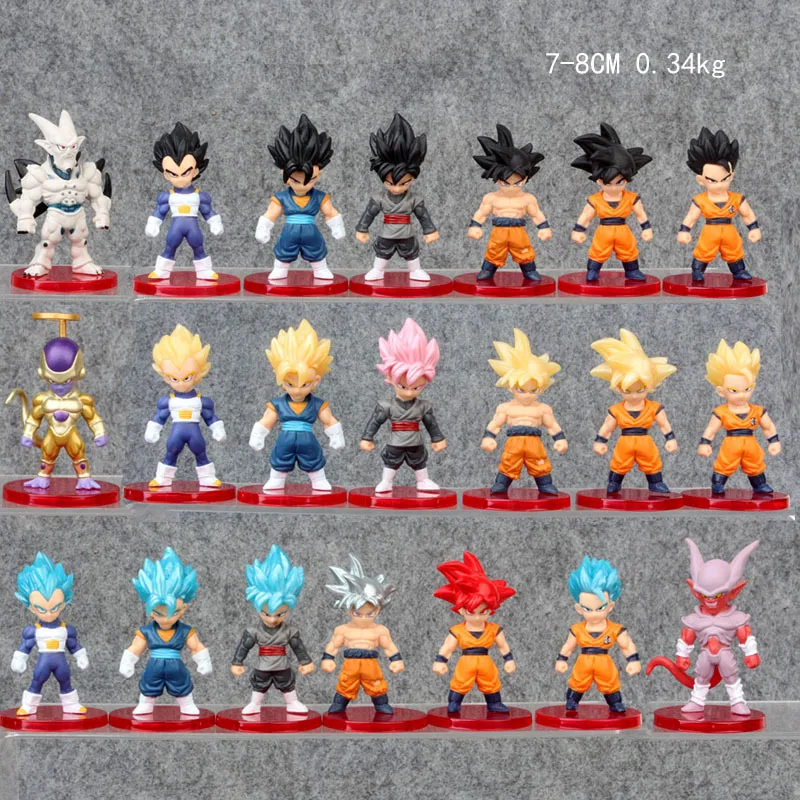 

21 шт./комплект, Аниме Драконий жемчуг Z Goku Vegeta Freeza Broly фигурка Buu Draogn Ball Super Saiyan экшн-фигура ПВХ модели куклы Подарки