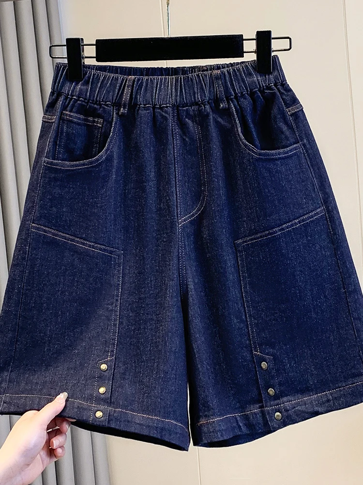 

Летние джинсы-капри 2026 года в корейском стиле, больших размеров, свободного кроя, тонкие, с широкими штанинами, с высокой талией, повседневные брюки для женщин