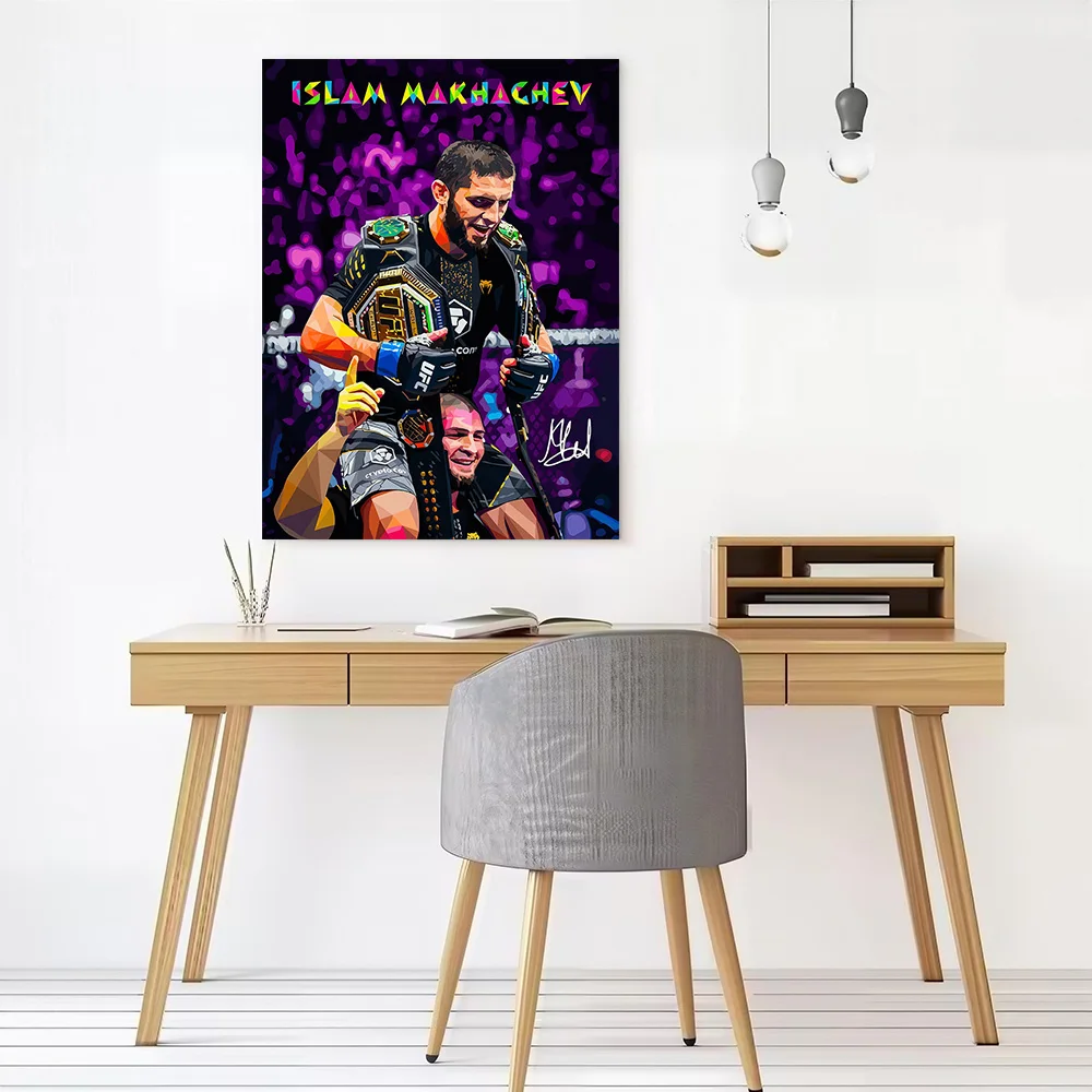WPAP Islam Makhachev Championship Printed Canvas Poster Custom Pictures Wall Art Canvas Painting for Aesthetic Decoration Room
