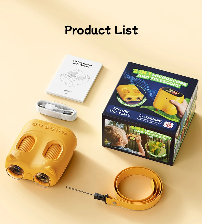 Mikroskop und Teleskop 2-in-1, optisches Lernspielzeug für Kinder, 2-Megapixel-HD-Kamera, Mikroskop mit 1000-facher Vergrößerung, Weihnachtsgeschenk. – Detail 14