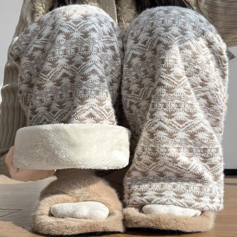 

Женские широкие брюки, зимние толстые хлопковые брюки на флисовой подкладке, женские повседневные свободные брюки в этническом стиле, новые рождественские праздники