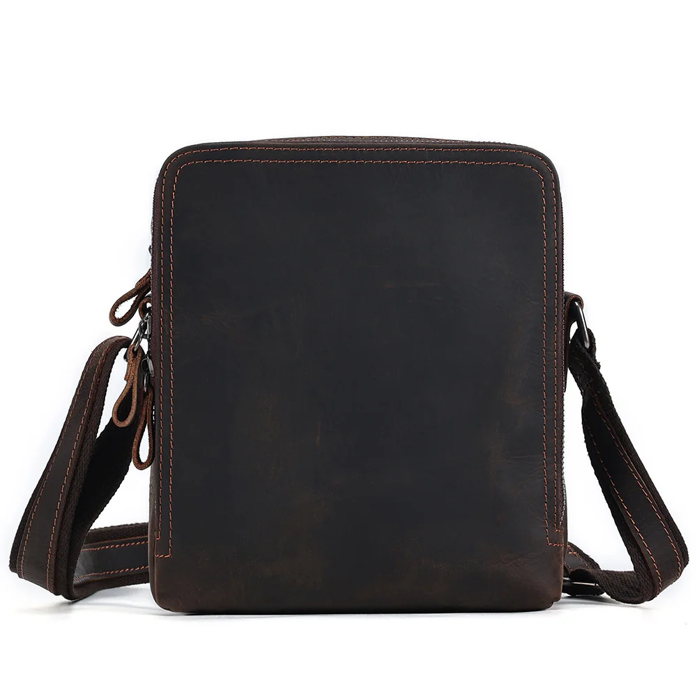 Verrückte Pferd Leder Herren Umhängetasche Vintage Reise Umhängetaschen männliche Arbeit lässig Cross body für 7.9 "iPad