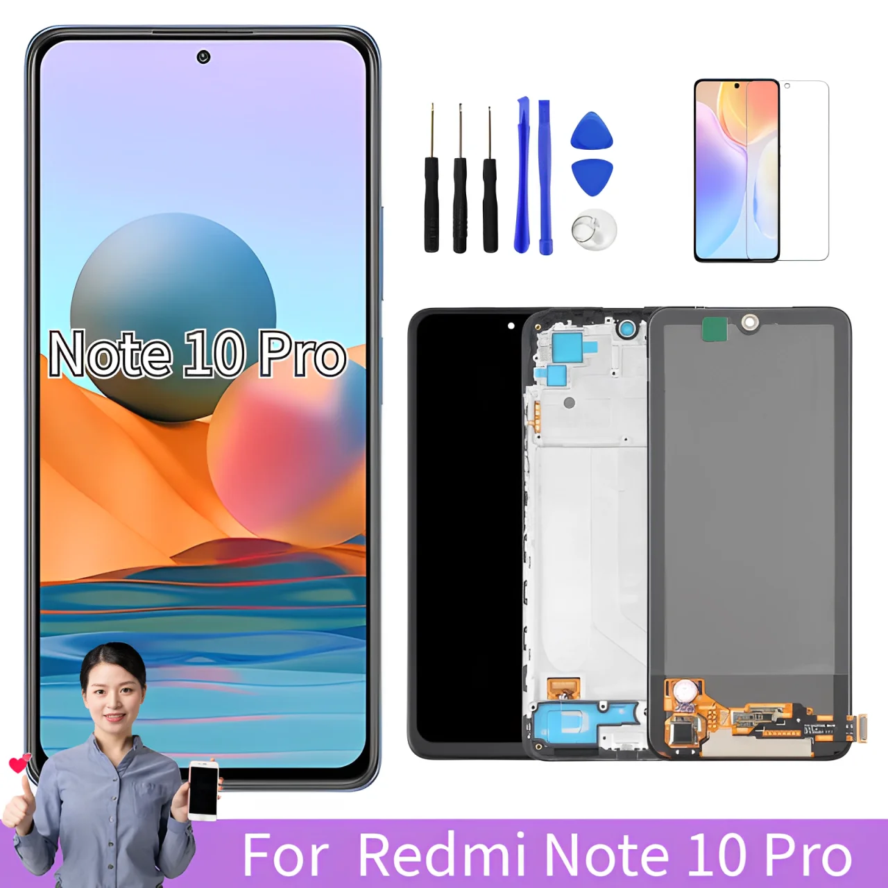 

6,67 "redmi note 10 pro ЖК-экран для Xiaomi Redmi Note 10 Pro ЖК-дисплей оригинальный M2101K6G M2101K6R дигитайзер сенсорного экрана