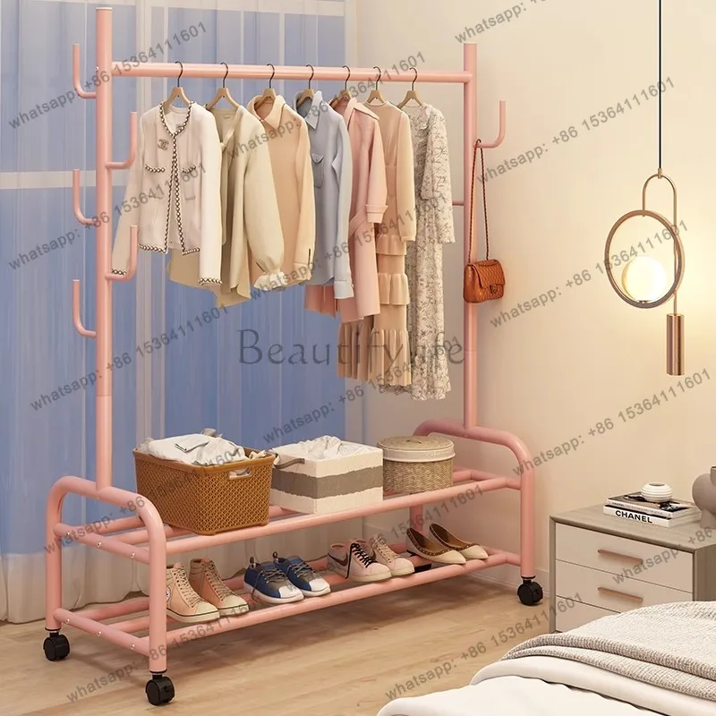 Shelves Storage Clothes Racks Drying Hanging Modern Japandi Clothing Rack Living Room Design