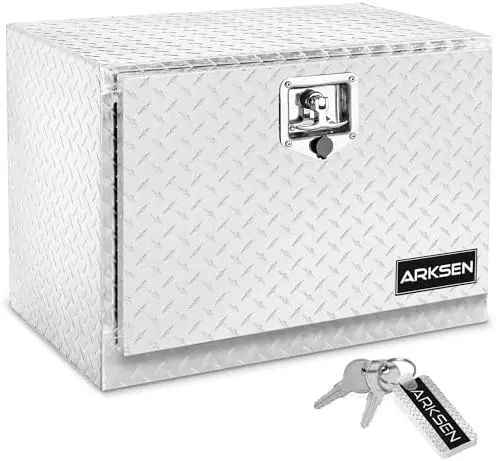 24 x 17 x 18 Inch Underbody Tool Box, Heavy Duty Aluminum Diamond Plate Waterproof Square Storage Organizer Chest with