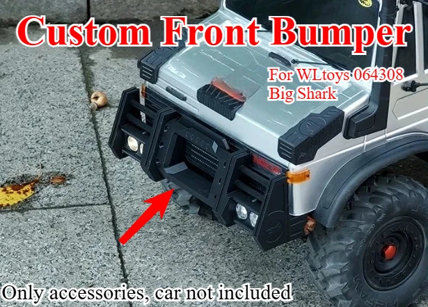For 1/6 WLtoys 064308 Big Shark RC Crawler Custom 3D‑Printed DIY Front Bumper Off‑Road Exterior Mod Upgrade Hobby Parts