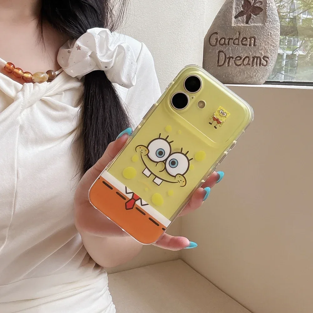 Funda para iPhone 17 Pro 16 15 Pro Max, Diseño de Bob Esponja y Patricio Estrella, Carcasa Rígida Antigolpes