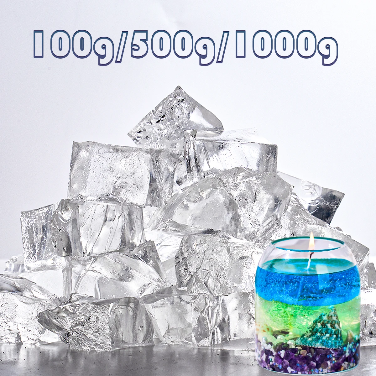 Cera de Gel Transparente de 100g/500g/1000g para Fabricación de Velas, Cera en Gel para Velas Aromáticas, Suministros para Manualidades y Joyería, Cristal Transparente