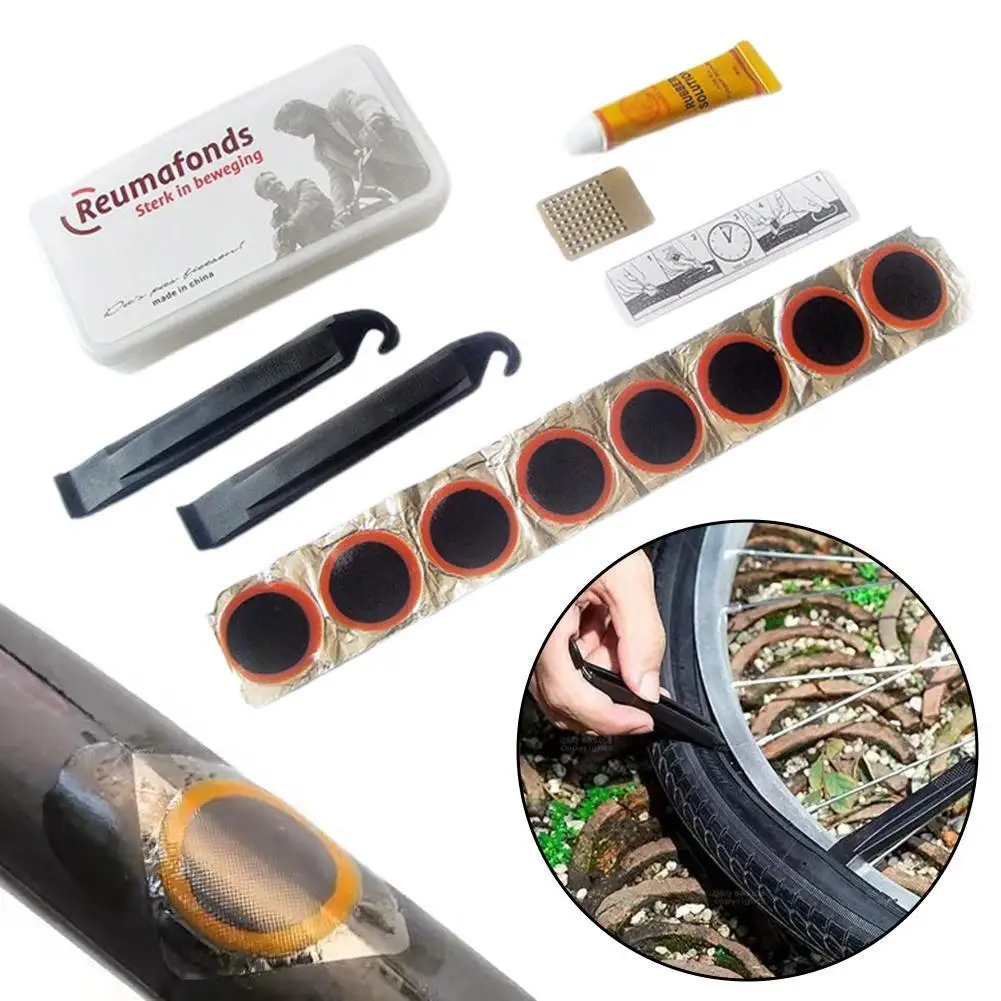 Motorcycle Inner Tube Repair Tools Bicycle Tire Repair Kit Cycling Flat Tyre Repair Rubber Patch Box For Quick & Easy Tube Patch
