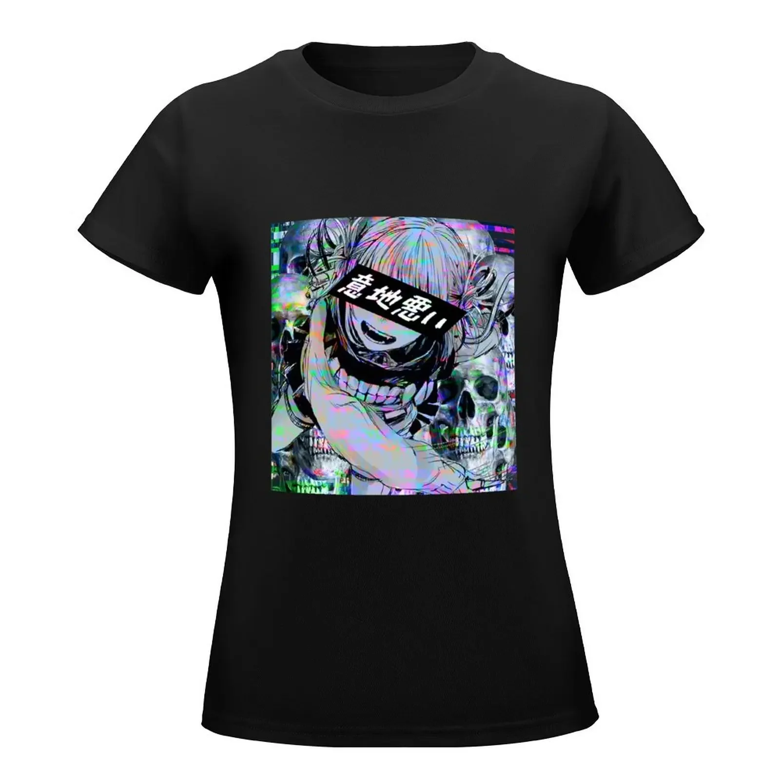 SADISTIC TOGA GLITCH- SAD JAPANESE ANIME AESTHETIC T-Shirt tops Blouse oversized summer clothes white t shirts for Women