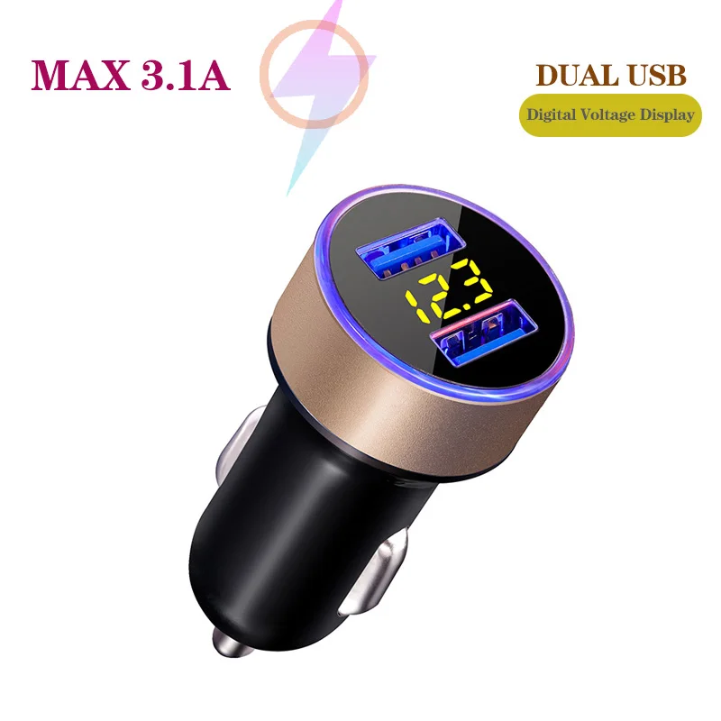 

Рамка из алюминиевого сплава, два порта USB, автомобильное зарядное устройство, быстрая зарядка, автомобильный прикуриватель, флэш-зарядка с цифровым дисплеем напряжения