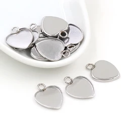 20pcs 12 millimetri Del Cuore di Formato Interno di Materiale In Acciaio Inox Stile Semplice Cabochon Base Regolazione Del Cammeo Pendenti E Ciondoli Vassoio Del Pendente (t7-41)