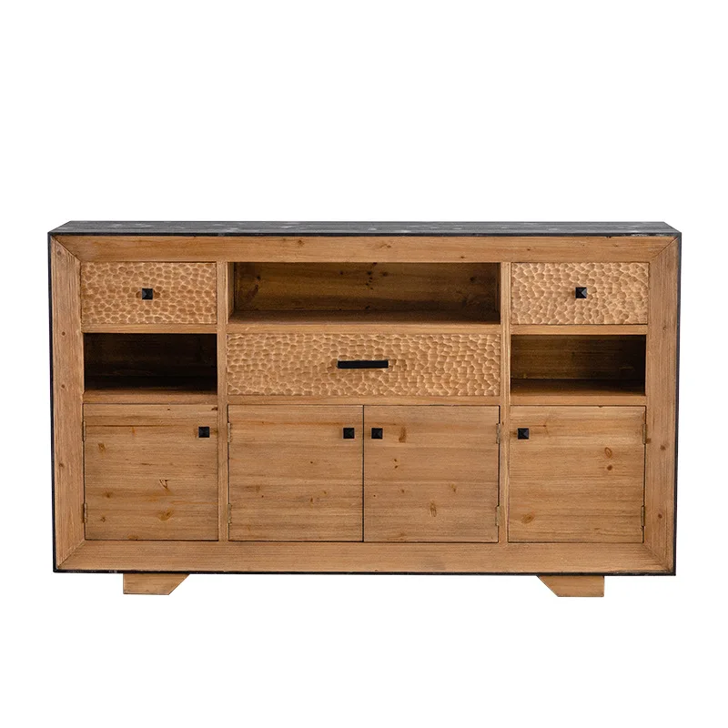

American retro solid wood dining side cabinet, homestay living room shelf for home use, wall decoration decorative cabine