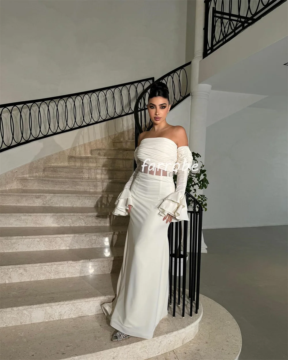 Customized Fashion Sizes Available Jersey Pleat Ruched Straight Off-the-shoulder Long Dresses Bespoke Occasion Dresses Classic