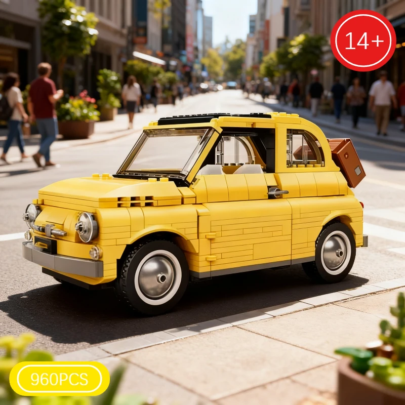 2025 جديد 960 قطعة كتل الإبداع 10271 الكلاسيكية الأصفر نموذج سيارة الخالق تجميع سيارة الطوب لعب للبنين أطفال هدية