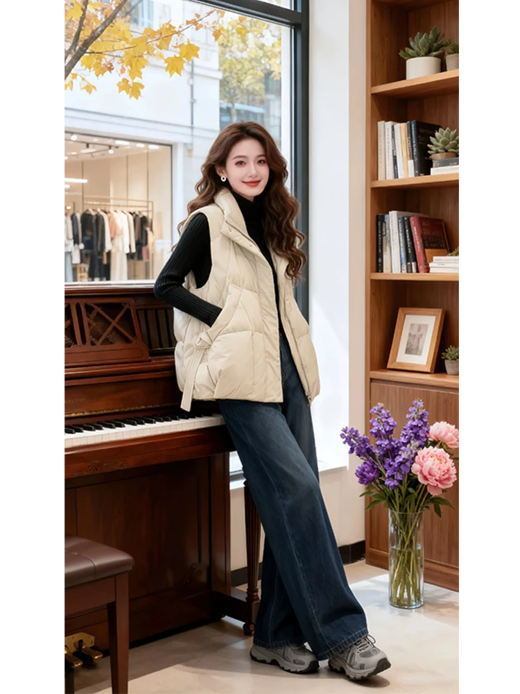 

Faionable ort, женский пуховый хлопковый жилет, осень-зима 2022, новая повседневная универсальная верхняя одежда, теплая застежка-молния