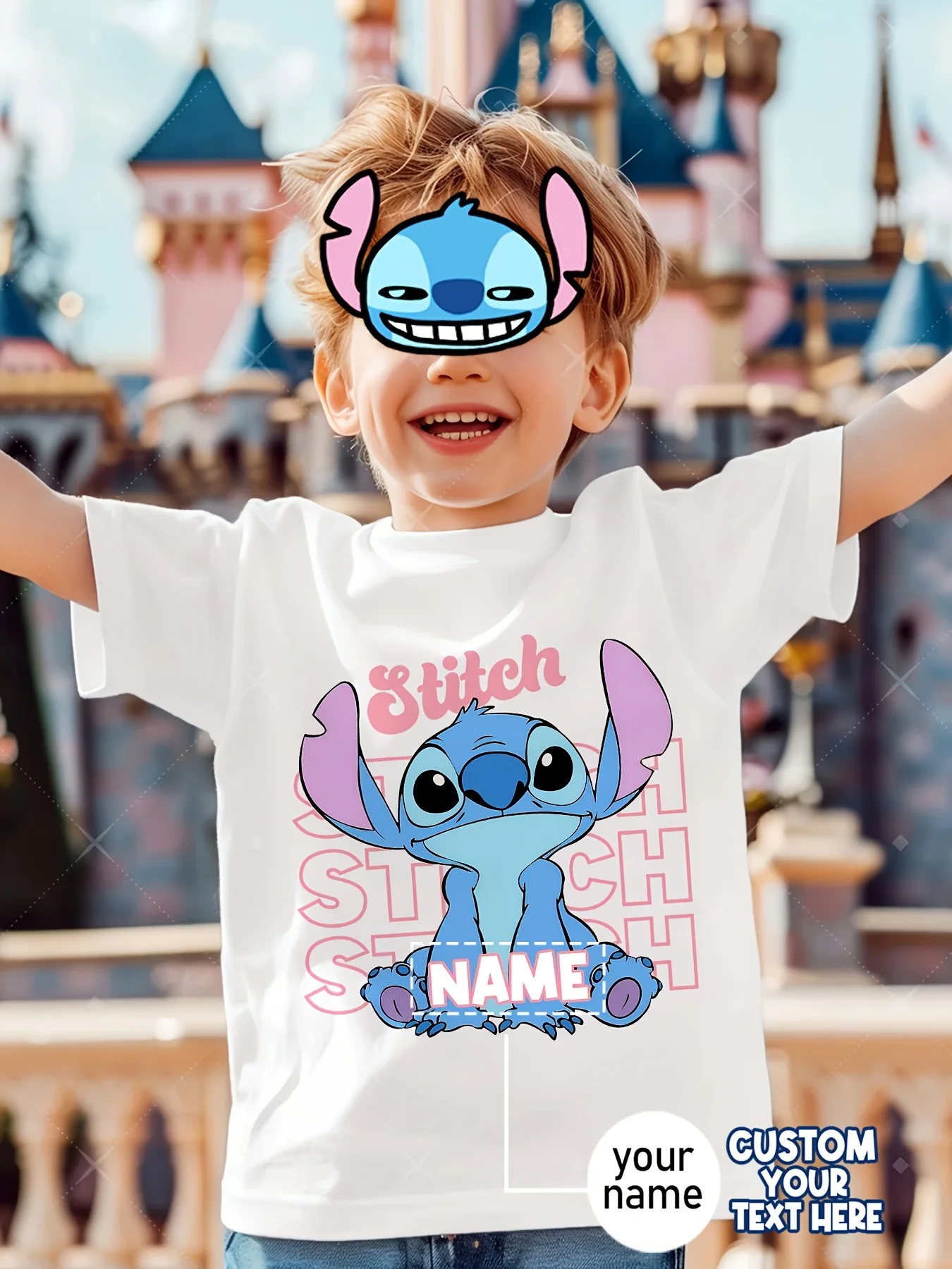 

Хлопковая футболка унисекс с круглым вырезом Disney Stitch в стиле аниме, мужская и женская летняя новая модная дышащая верхняя одежда для мальчиков и девочек