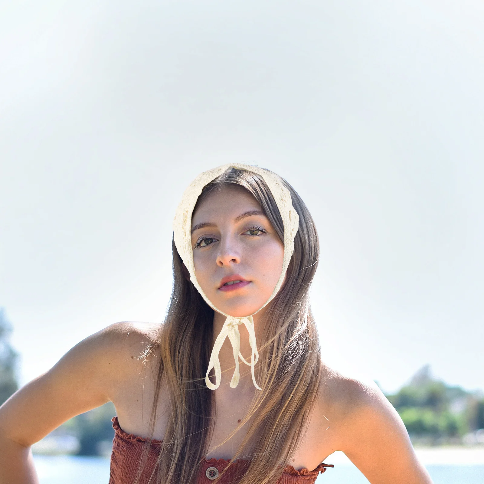 2 uds. 1 Juego (+ caqui) diademas para la cabeza para niñas Bandana de ganchillo bufanda para el pelo turbante triangular para mujeres